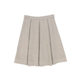 Bamboo Beige Pleat Wool Skirt