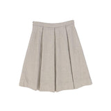 Bamboo Beige Pleat Wool Skirt