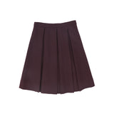Bamboo Burgundy Pleat Wool Skirt