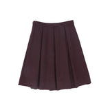 Bamboo Burgundy Pleat Wool Skirt
