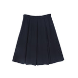 Bamboo Navy Pleat Wool Skirt