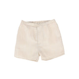 Le Bourdon Tan Textured Linen Shorts