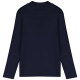 Pompomme Navy Ribbed Mock Neck