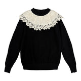 Tustello Black Lace Shoulder Sweater