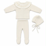 Carmina Ivory Embroidered Collar Knit Set