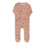 Elys And Co Pink Leaf Velour Footie