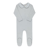 Elys And Co Blue Embroidered Collar Ribbed Footie