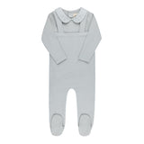 Elys And Co Blue Embroidered Collar Overalls Set