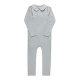 Elys And Co Blue Embroidered Collar Overalls Set