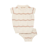 Looms Ivory/Pink Wave Knit Set