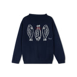 Peach Kids Navy Bow Fish Sweater