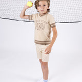 Teela Beige Tennis Logo Boy Top