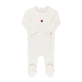 Ely's & Co Ivory Embroidered Heart Footie
