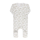 Ely's & Co Sage On Ivory Velour Vine Pattern Footie