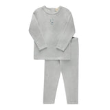 Aurora Blue Embroidered Collar Velour Lounge Set