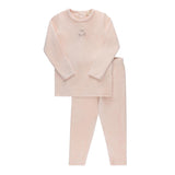 Aurora Pink Embroidered Collar Velour Lounge Set