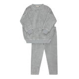 Elys And Co Blue Embroidered Floral Velour Lounge Set