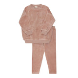 Elys And Co Pink Embroidered Floral Velour Set
