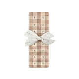 Elys And Co Ivory/Pink Floral Plaid Muslin Swaddle