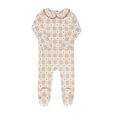 Elys And Co Ivory/Pink Floral Plaid Footie
