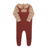 Elys And Co Pink Floral Plaid Overall Set