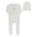 Aurora Ivory/Pink Pointelle Bow Footie Set