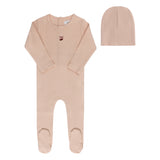 Aurora Pink/Red Pointelle Bow Footie Set