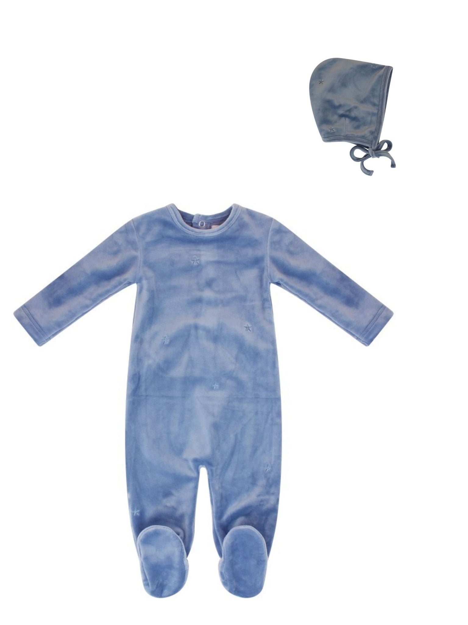 Kipp Blue Embroidered Star Footie & Bonnet Set