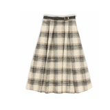 Alitsa Oat Plaid Pleated Skirt
