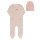 Elys And Co Light Pink Velour Stripe Footie Set