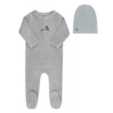 Elys And Co Light Blue Velour Stripe Footie Set
