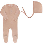 Elys And Co Pink Center Floral Velour Footie Set