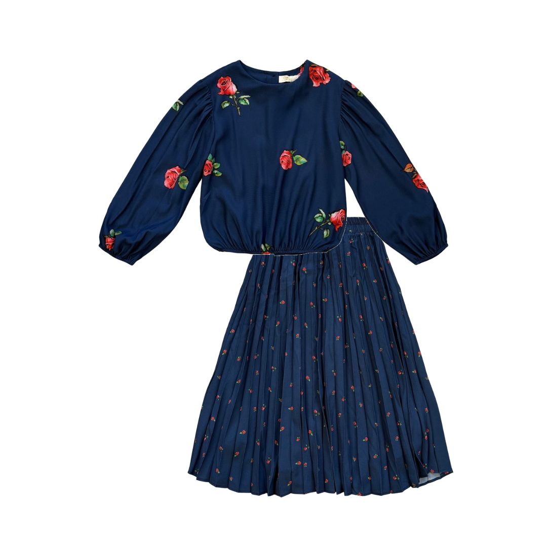 Alitsa Navy/Red Floral Set