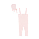 Bebe Jolee Pink Marled Knit Overalls & Bonnet