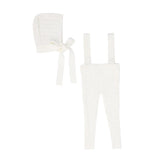 Bebe Jolee Ivory Marled Knit Overalls & Bonnet
