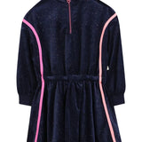 Billieblush Navy Shimmer Velour Dress