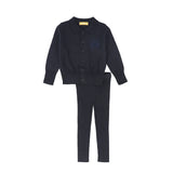 Le Bourdon Navy Logo Cardigan Set