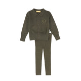 Le Bourdon Olive Logo Cardigan Set