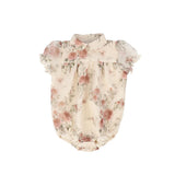 Francesca Guiliano Floral Floral Organza Puff Sleeve Romper