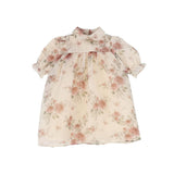 Francesca Guiliano Floral Organza 3/4 Puff Sleeve Dress