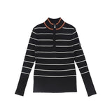 Valentina Black Stripe Half Zip Sweater