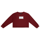 Jaybee Rust Sherpa Patch Cropped Sweatshirt