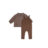 Jaybee Chestnut/Slate Checkered Overalls Set