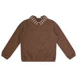 Jaybee Chestnut/Slate Checkered Collar Sweatshirt