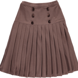 Jaybee Toffee Button Detail Pleated Skirt