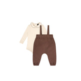 Jaybee Toffee/Cream Smocked Detail Romper Set