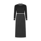 Pashmini Black Grace Ribbed Knit Overlay Maxi
