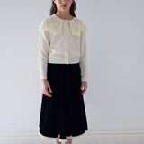 Petite Amalie Black/Cream Peep Lace Velvet Skirt