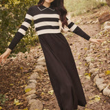 Pashmini Black Striped Overlay Katie Maxi Dress