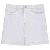 Jaybee White/Green Stitched Denim Shorts
